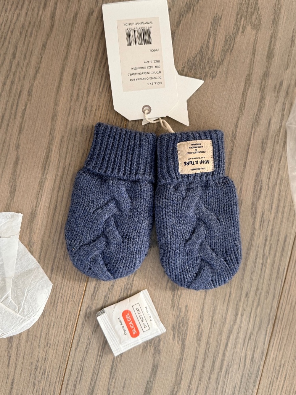 NWT MINI A TURE Merino Wool Fleece Lined Baby Mittens 6–12M